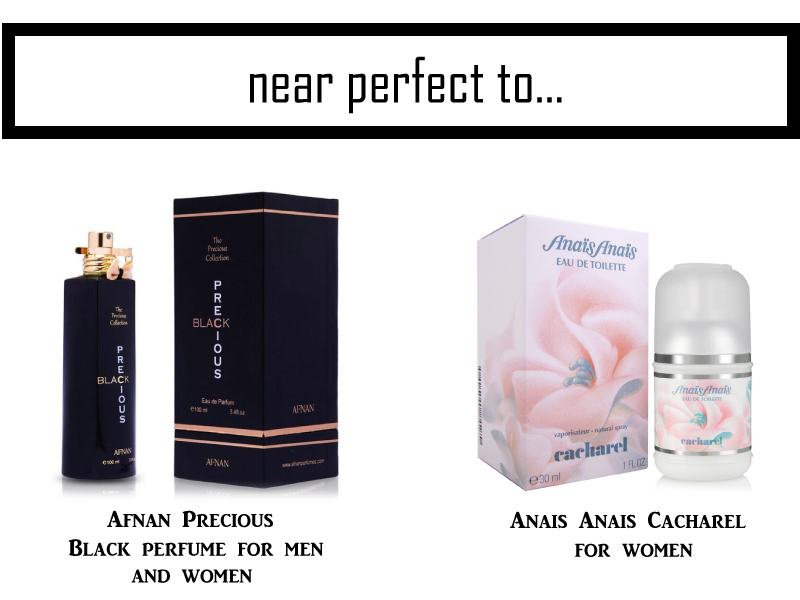 Afnan-Precious-Black-perfume-Anais-Anais-Cacharel